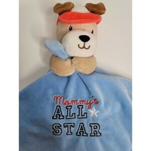 OKIE DOKIE Blue Mommy's All Star Rattle Infant Security Lovey Blanket 15 X 15